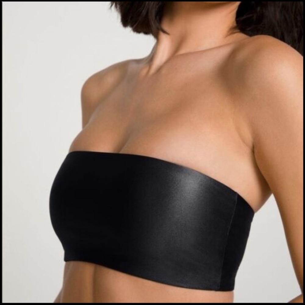 NEW Good American [ 3 in GA ] High Shine‎ Better Band Bikini Top in Black - Picture 2 of 11